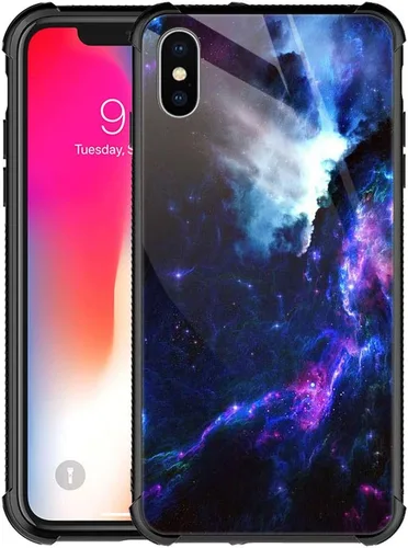 Vista 25 de CARLOCA Funda compatible con iPhone XR, iPhone XR para niños, hombres y jóvenes, diseño de nebulosa espacial, a prueba de golpes, antiarañazos
