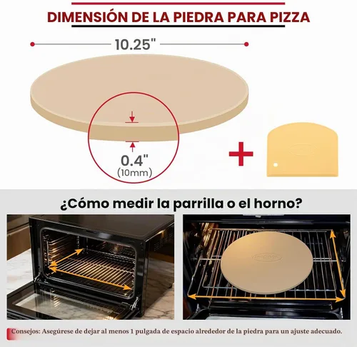 Vista 2 de UNICOOK - Piedra redonda para hornear pizza, 10", 12", 14", 15", 16", para horno y parrilla Even Heating and Consistent Heat Retention, Creates