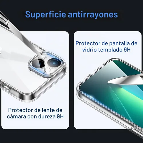 Vista 6 de JETech Funda 5 en 1 para iPhone 13 mini, antiamarilleo, transparente