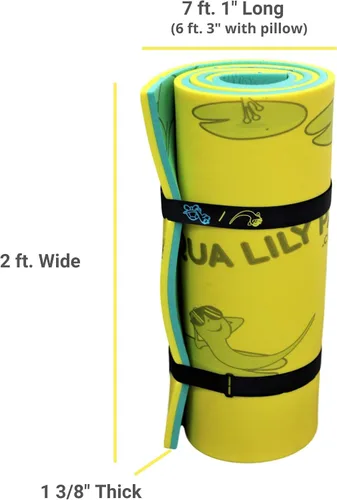 Vista 4 de Aqua Lily Pad Tadpole - Tapete de espuma flotante individual para adultos, 85 x 24 pulgadas, manta de agua, con correas de almohada y bolsa