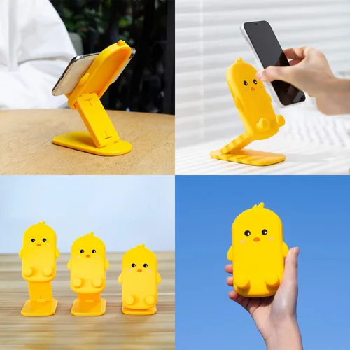 Vista 3 de Lindo soporte plegable y ajustable para teléfono celular, protección de silicona compatible con iPhone 16, 15, 14, 13, 12 Pro Max, iPad, tableta