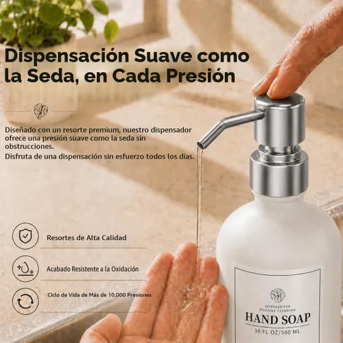 Vista 7 de Fachixy Dispensador de jabón de vidrio blanco, paquete de 2, 16 onzas Blanquecino
