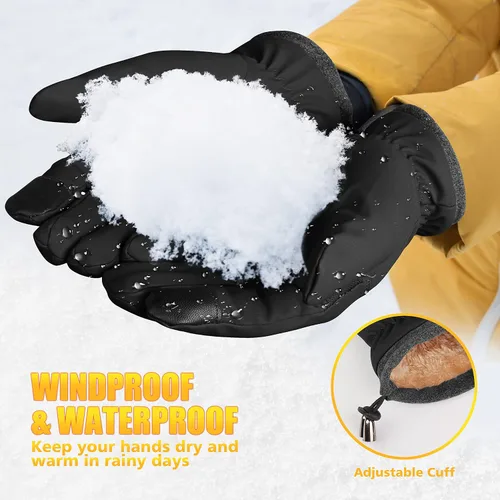 Vista 4 de ihuan Guantes de invierno 2023 impermeables resistentes al viento para hombres y mujeres guantes cálidos para clima frío dedos de pantalla táctil