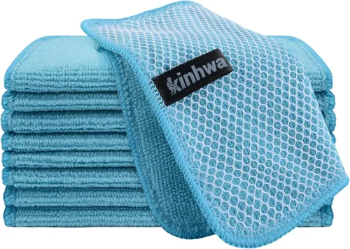 Vista 32 de KinHwa Paños de cocina para platos, paños de microfibra absorbentes de secado rápido, trapos de cocina con lado de limpieza de poliéster, ideal
