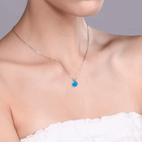 Vista 99 de Gem Stone King Collar con colgante solitario de plata de ley 925 de 0.236 in con piedra natal redonda Collar de 4 puntas para mujer Con cadena