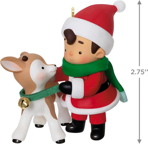 Vista 4 de Adorno navideño Hallmark Keepsake 2025, Papá Noel joven, regalos de colección de Papá Noel