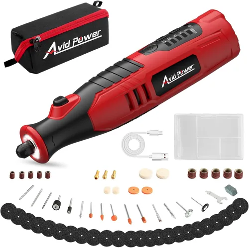 Vista 10 de AVID POWER Herramienta Rotatoria Inalámbrica de 8V Herramienta de Rectificado Recargable para Uñas de Perro, 5 Velocidades, 60 Piezas de Accesorios