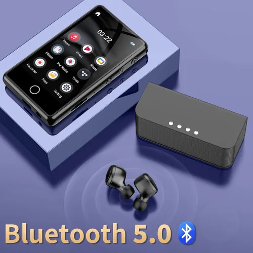 Vista 5 de Reproductor de MP3 para niños, reproductor MP3 Bluetooth de 80 GB, reproductor de música digital portátil HiFi Sound Formato de video completo, Negro