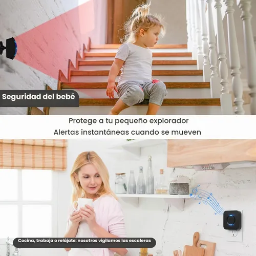 Vista 3 de Wireless Motion Sensor LED Light - Motion Detector Alarm Chimes Door Sensor