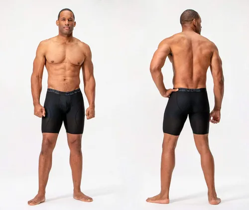 Vista 4 de DEVOPS Calzoncillos de rendimiento tipo bóxer de malla seca y fría para hombre, 9 pulgadas, paquete de 3 piezas