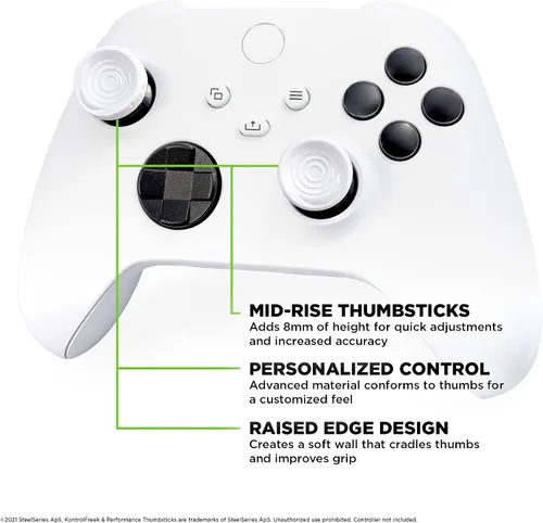 Vista 2 de KontrolFreek CQC Rush para Xbox One y Xbox Series X Controller Pulgares de rendimiento 2 cóncavos de altura media Blanco