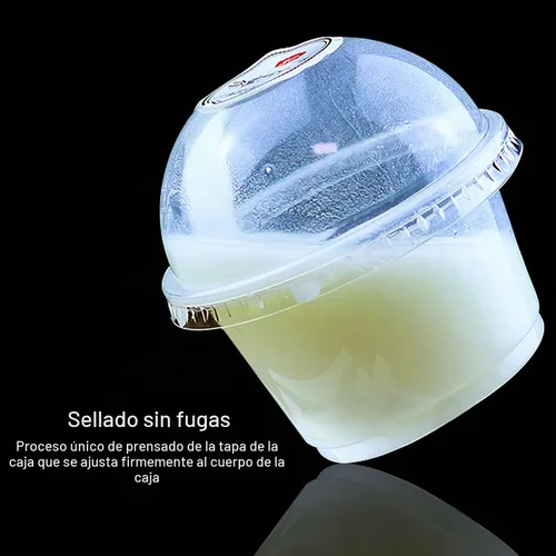 Vista 7 de Rocutus Vasos de postre de plástico transparente, paquete de 50 vasos de postre de plástico transparente con tapas de cúpula, tazas de fiesta, tazas