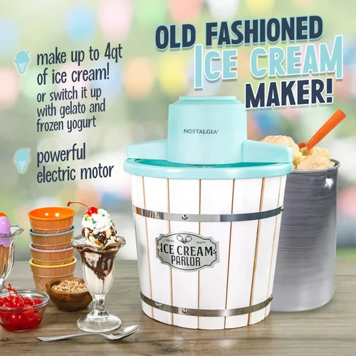 Vista 2 de Nostalgia Máquina Eléctrica de Helados – Estilo Salón, Máquina de Helado Suave a la Antigua Hace Yogur Congelado o Gelato en Minutos - Divertido