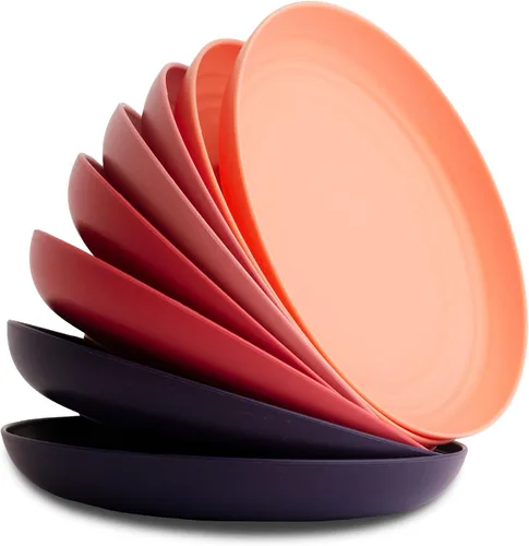 Vista 15 de Nook Theory Juego de 8 platos reutilizables de paja de trigo - Platos de cena no tóxicos y sin plástico para niños y adultos, plato ligero