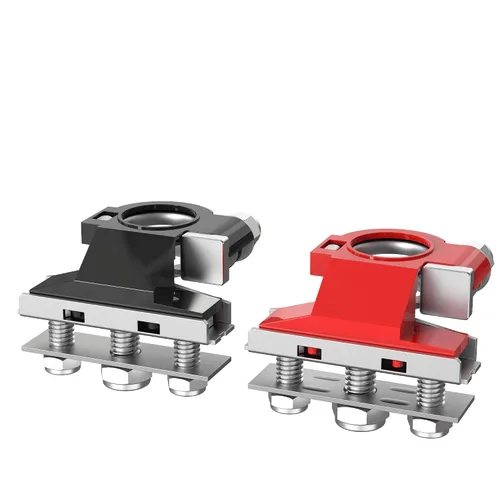 Vista 5 de 2 piezas de kit de conectores de abrazadera de terminales de cable de batería de 3 vías para auto de poste superior, positivo y negativo, rojo