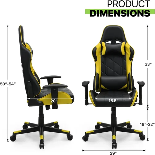 Vista 3 de Magshion Silla para juegos, silla reclinable de 90° a 130° con respaldo alto con soporte lumbar, ergonómica para adultos, reclinable, altura