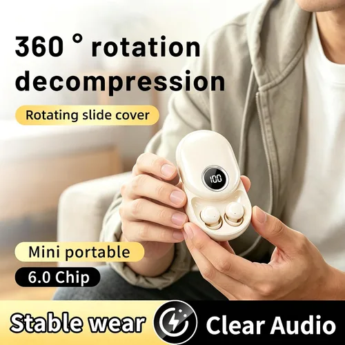 Vista 6 de Auriculares para dormir de lado, mini auriculares Bluetooth invisibles, auriculares inalámbricos con cancelación de ruido con modo de suspensión
