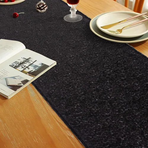 Vista 4 de AMZLOKAE Camino de mesa de lentejuelas, paquete de 2, camino de mesa negro de 12 x 120 pulgadas, para decoración de boda, rectangular, color negro