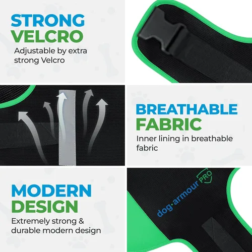 Vista 3 de Arnés Protector para Perros – Chaleco para Perros – Protege a Tu Mascota de Ataques de Raptores y Animales – Ajustable, Sin Estrangulación, Verde