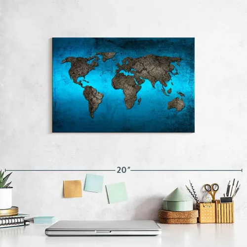 Vista 6 de ElephantStock Lienzo con mapa del mundo oceánico, decoración de pared de mapa del mundo de 1 panel, mapa del mundo impreso, arte digital, mapa