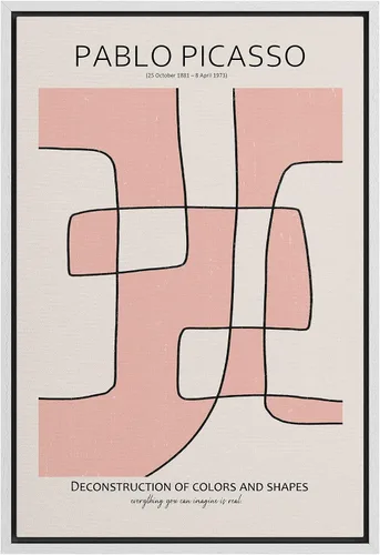 Vista 30 de SIGNLEADER Lienzo enmarcado para pared, arte semicírculo de mediados de siglo, formas geométricas, ilustraciones, arte moderno, contemporáneo