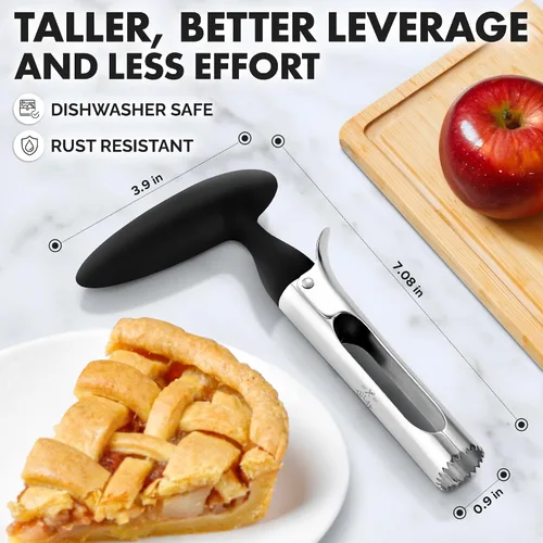 Vista 3 de Zulay Kitchen Herramienta Premium para Descorazonar Manzanas - Hojas Ultra Afiladas de Acero Inoxidable y Serradas para Descorazonar Fácilmente