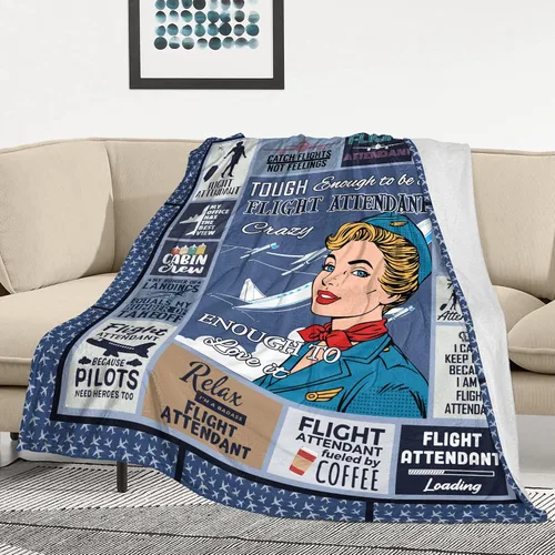 Vista 2 de Regalos de asistente de vuelo Mubpean, manta para asistentes de vuelo de 60"x50", accesorios esenciales, regalos de cumpleaños para azafata, regalos