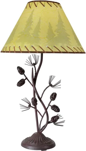 Vista 5 de Black Forest Décor - Lámpara de mesa con piña de metal - Lámparas para el dormitorio de la casa de granja