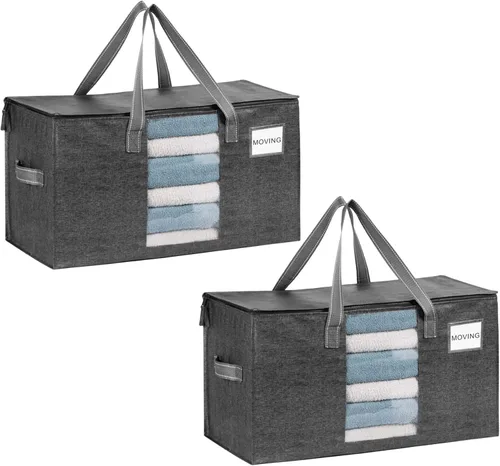 Vista 43 de VENO Paquete de 4 bolsas de mudanza resistentes, bolsas de almacenamiento de ropa y edredón con ventana transparente, suministros de embalaje