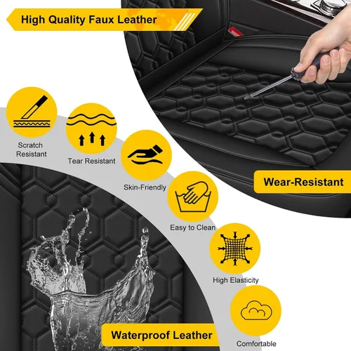 Vista 6 de Juego completo de fundas de asiento de automóvil para Honda Accord 2003-2017, impermeables, de cuero de lujo, con hermosos patrones de protectores