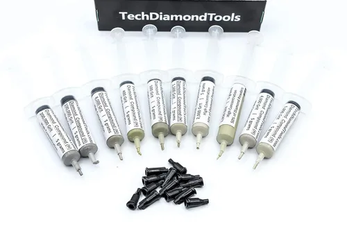 Vista 2 de TechDiamondTools Kit de 10 pasta de pulido de diamante compuesto para pulir en Estados Unidos, hecho de grano 200,000 a 400 para mármol, vidrio