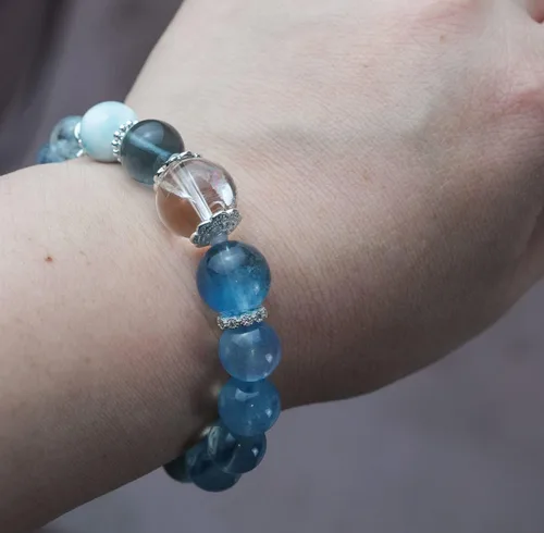 Vista 24 de Precious Gemstone Natural Crystal Healing Bracelet, Rutilated Quartz, Moonstone, Quartz Handmade Original Design Bracelet