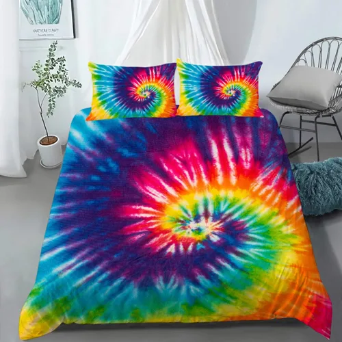 Vista 10 de AILONEN - Juego de funda de edredón colorida con microfibra, teñido anudado y mármol estampado para adolescentes y niños, sin edredón