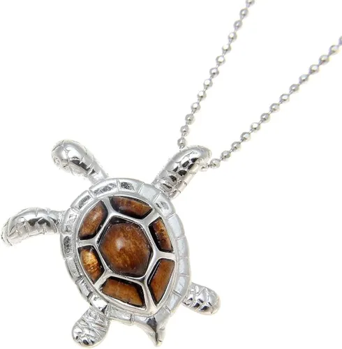 Vista 2 de Genuine Hawaiian KOA Madera Tortugas de mar Diapositiva Colgante Plata de ley 92523mm