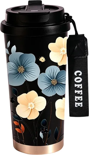 Vista 11 de [Tapa 2 en 1] Taza de viaje, taza de café, taza de café, revestimiento de cerámica forrada, acero inoxidable 316, sin BPA, vaso aislado al vacío