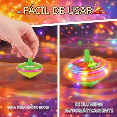 Vista 3 de Tops giratorios LED intermitentes para niños, recuerdos de fiesta a granel y premios de aula (clásico - 50 piezas)