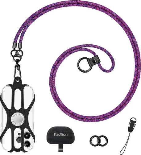 Vista 8 de Kaptron Cordón universal para teléfono celular: correa cruzada ajustable para teléfono celular con soporte de silicona para teléfono y correas