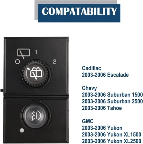 Vista 2 de Interruptor de limpiaparabrisas trasero Rich Interruptor de lámpara antiniebla compatible con Cadillac Escalade/Chevy Suburban1500 2500/GMC Yukon