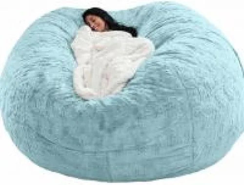 Vista 9 de DIOB Funda redonda para silla de puf, para adultos, adolescentes (relleno no incluido), silla de sofá gigante suave, cómoda silla de descanso