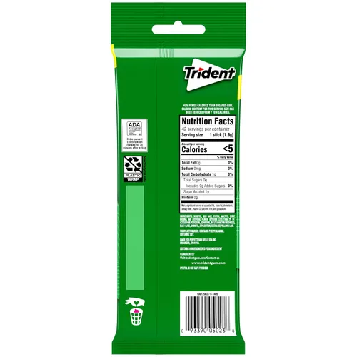 Vista 2 de Trident Goma de mascar de menta verde sin azúcar, 3 paquetes de 14 piezas (42 piezas en total)