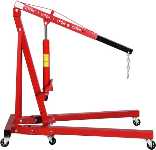 Vista 10 de Goplus - Grúa plegable para motor con capacidad para 2 toneladas, plataforma elevadora, para taller, de acero resistente y 6 ruedas de hierro