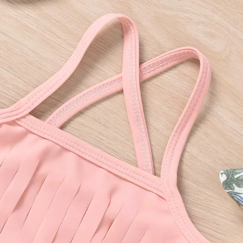 Vista 5 de Conjunto de traje de baño de dos piezas con borlas para bebés y niñas pequeñas