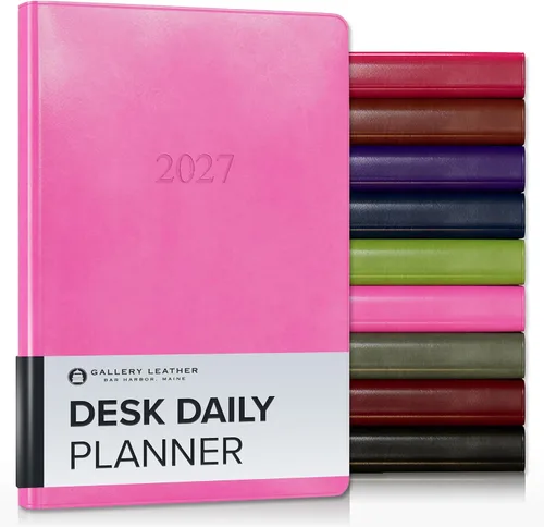 Vista 19 de Gallery Leather Agenda diaria 2027 Acadia páginas doradas y negras Agenda y cuaderno diario elegantemente encuadernado con elegantes bordes