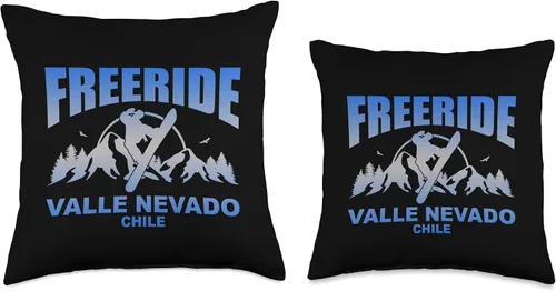 Vista 3 de Freeride Valle Nevado by Vertical Blue Designs Freeride Snowboard Valle Nevado Chile Throw Pillow, 16x16, Multicolor