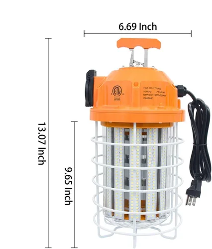Vista 5 de Luz de trabajo temporal LED de 100 W Luces impermeables Luces de construcción Iluminación del sitio de trabajo Iluminación temporal