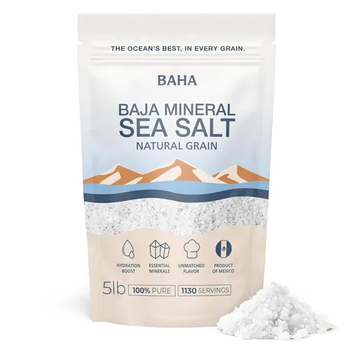 Vista 10 de BAHA - Sal marina mineral de Baja Sal mineral Baha de grano fino del Mar de Cortés Baja en sodio y rica en minerales Para cocinar, emplatar e