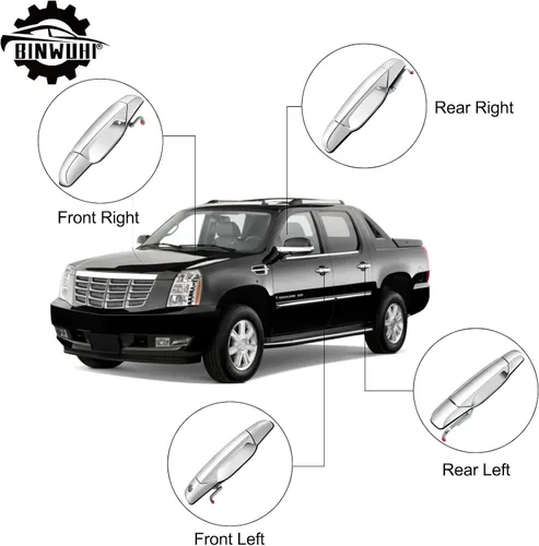 Vista 6 de Paquete de 4 manijas de puerta exteriores delanteras/traseras izquierdas y derechas compatibles con los siguientes modelos: 2007-2013 Chevy
