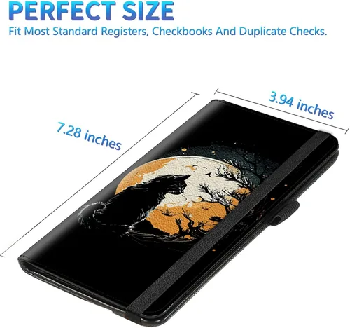 Vista 45 de Funda para chequera para hombres y mujeres, cartera de cuero RFID con ranuras para tarjetas de crédito, soporte de cheques duplicados personales