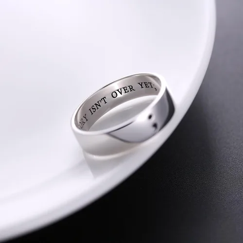Vista 4 de Joyería inspiradora de plata de ley S925 MY STORY ISN'T OVER YET anillo de punto y coma para hombres y mujeres o unisex, ancho de 0.236 in