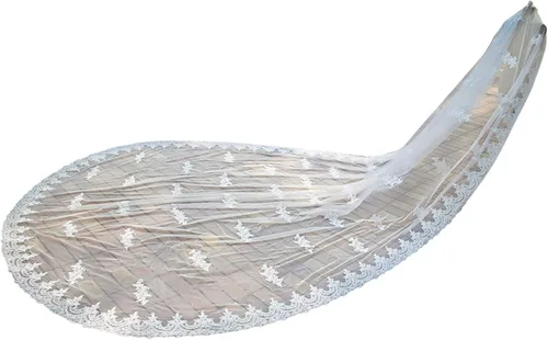 Vista 2 de Newdeve Ivory 5M 1T velos de novia Catedral con diamantes de imitación de cristal